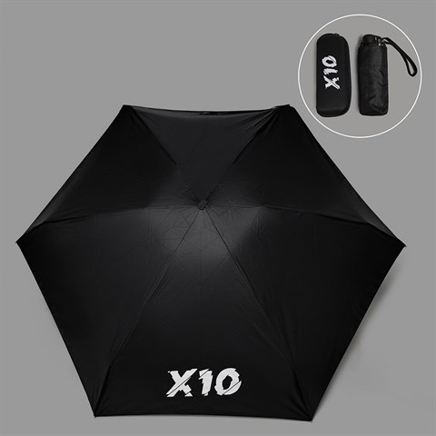Зонт карманный складной Х10, черный, в футляре на молнии
