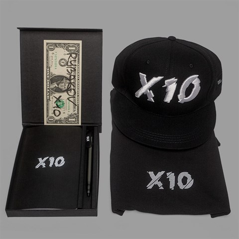 Набор: кепка с Х10, ежедневник со Счастливым Долларом Рыбакова и ручкой Х10, футболка из новой коллекции - фото 4881