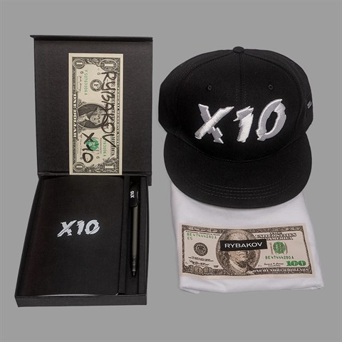 Набор: кепка с Х10, ежедневник со Счастливым Долларом Рыбакова и ручкой Х10, футболка на выбор - фото 4882