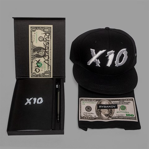 Набор: кепка с Х10, ежедневник со Счастливым Долларом Рыбакова и ручкой Х10, футболка на выбор - фото 4885