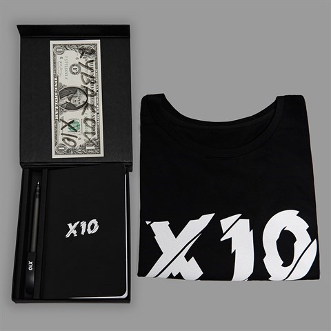 Набор: ежедневник со Счастливым Долларом Рыбакова и ручкой Х10, футболка на выбор - фото 4889